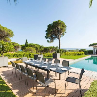 Table de jardin extensible "Piazza" & 12 places en aluminium traité époxy Hespéride - vue 2