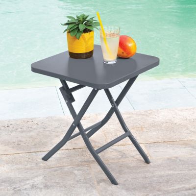 Table d'appoint de jardin carrée "Greensboro" 40x40cm en acier traité époxy Hespéride