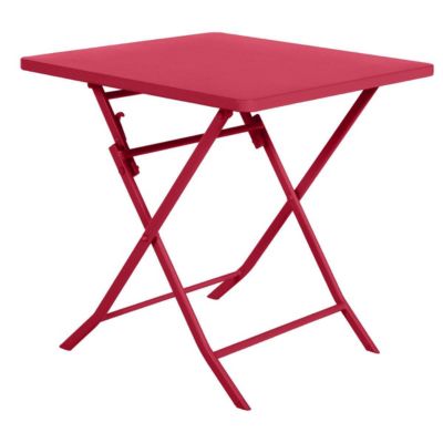 Table de jardin pliante carrée "Greensboro" grenade 2 places en acier traité époxy Hespéride - vue 6