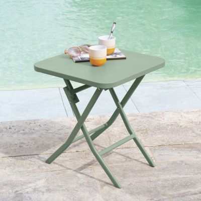 Hespéride Table d'appoint de jardin carrée "Greensboro" vert olive 40x40cm en acier traité époxy