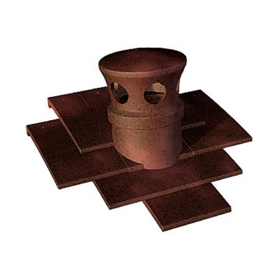 Tuile à douille ø120 + lanterne Plate de Pays rouge vieilli