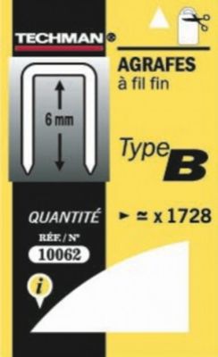 Techman Agrafes fil fin type b 8mm