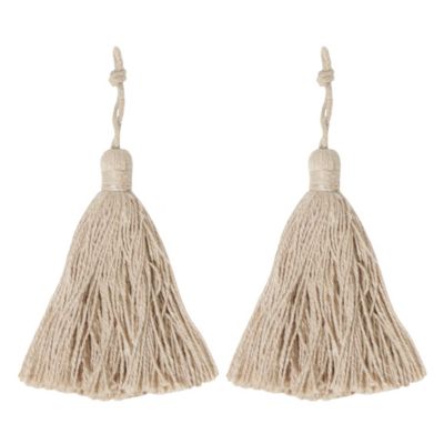 Lot de 2 pompons de clés à franges lin