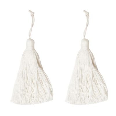 Lot 2 pompons de clés à franges blanc