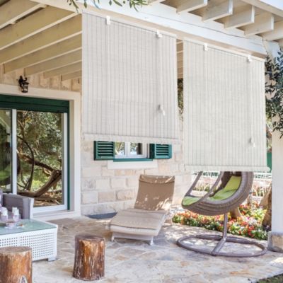 Store enrouleur Roll'Up bambou tissé blanc Madeco L.250 x l.120cm