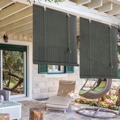 Store enrouleur Roll'Up bambou tissé gris Madeco L.250 x l.100cm