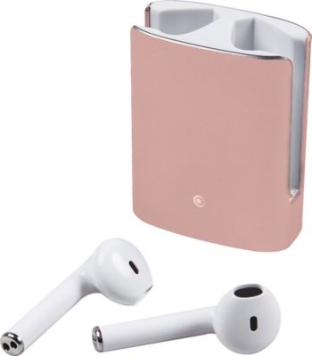 Ecouteurs connectés Bluetooth boîtier rose