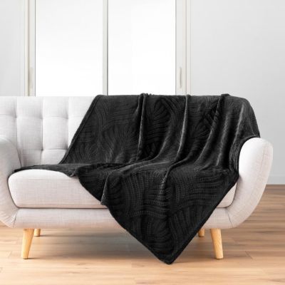 Douceur d'Intérieur Plaid uni en flanelle nelia 125x150cm Noir - vue 2