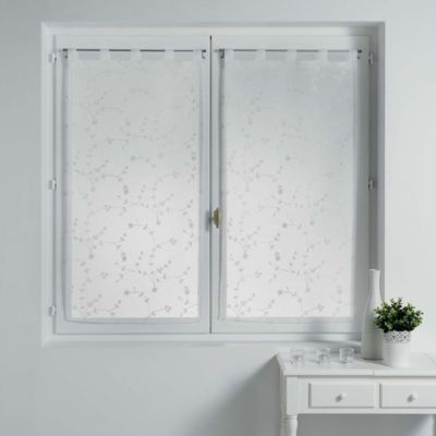 Douceur d'Intérieur Paire de voilages petite fleur 60x90cm Blanc - vue 2