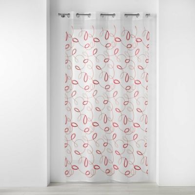 Douceur d'Intérieur Rideau voilage à œillets hoops 140x240cm Rouge - vue 2