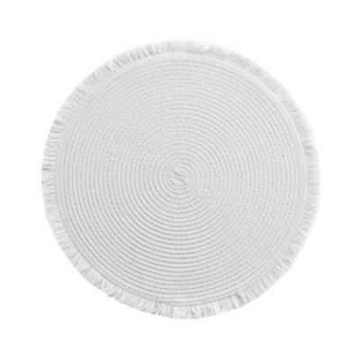 Douceur d'Intérieur Set de table rond avec franges falbala 38cm Blanc - vue 3