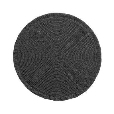 Douceur d'Intérieur Set de table rond avec franges falbala 38cm Noir - vue 2