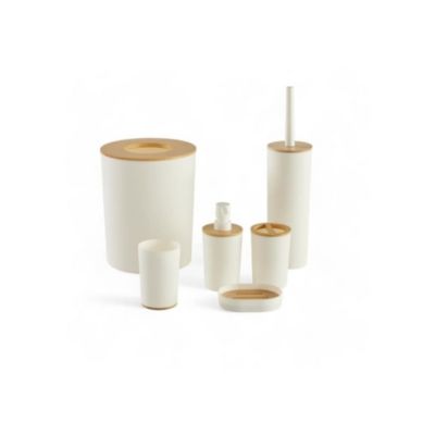Ensemble accessoires salle de bain TODAY UTILITY 6 pièces blanc plastique bambou