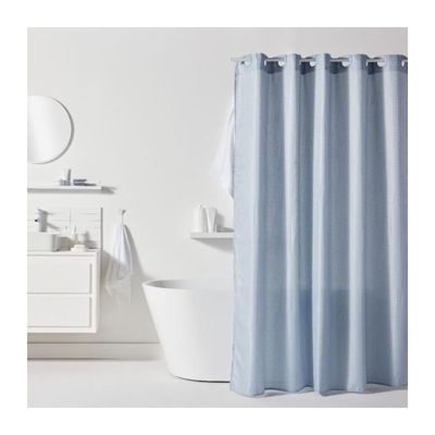 Rideau de douche TODAY Utility jacquard bleu polyester 180 x 200 cm avec 12 crochets