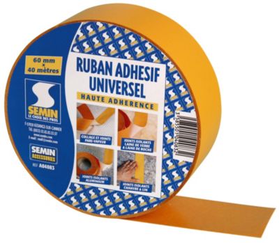 SEMIN Ruban adhesif universel haute adherence 60 mm x 40 Joint pare vapeur Etancheite a 'air Isolation laine de verre