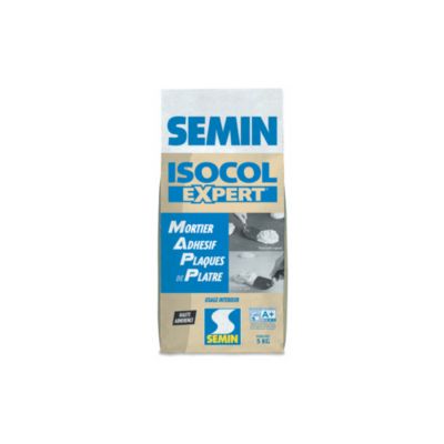 Mortier adhésif plaque de platre isocol expert sac 5 kg Semin