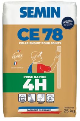 Colle enduit pour joint CE 78 rapide 4h Semin 25kg