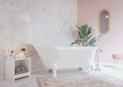 Baignoire îlot blanc 170 x 80 cm Allibert Felina + pieds blancs