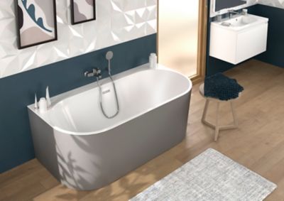 Baignoire îlot adossée blanche 170 x 87 cm Ondina Allibert