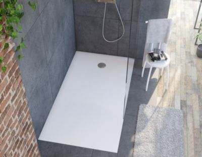 Receveur de douche 90 x 140 cm  recoupable  blanc  Allibert Karbon