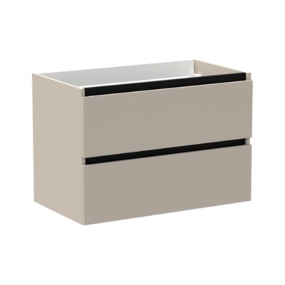 Meuble vasque suspendu beige argile l.80 cm 2 tiroirs + plan vasque blanc en céramique  Allibert Bath & Design Oracle