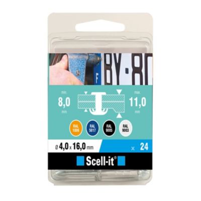 Rivet pour plaque d'immatriculation ø4 x 16 mm, 24 pièces