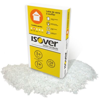 Laine de verre à souffler Isover Techwool 17,3kg R. 7 m²K/W (vendu au sachet)