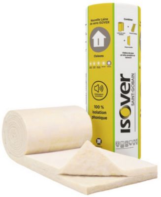 Laine de verre Cloisons duo ISOVER ép.70 mm - Rouleau nu 0,6 x 5 m R. 1,75 m².K/W