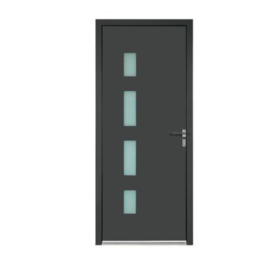 Image of Porte d'entrée aluminium Amélia gris 90 x h.215 cm poussant droit 3598550035391_CAFR