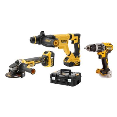 Pack de 3 outils 18V DCK327P2T DCH263DCG405DCD791 + 2 batteries 5 Ah + chargeur en coffret TSTAK DEWALT - vue 2