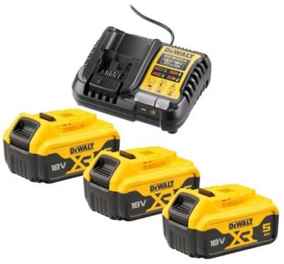Pack 3 batteries 18V XR 5Ah + chargeur DEWALT DCB1104P3 QW - vue 2