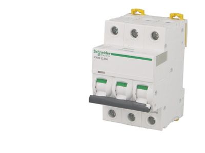 Disjoncteur modulaire tripolaire Schneider Acti9 iC60N courbe D