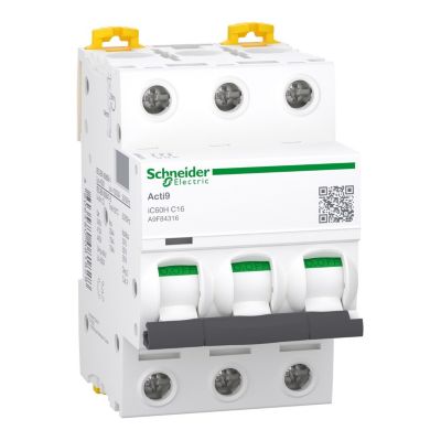 A9f84316 Schneider Ic60h Disjoncteur Triphasé Schneider 3p Courbe C 15ka Bornes à Vis
