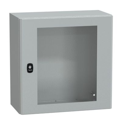 Nsys3d5525t Coffret Métallique étanche Ip66 500x500x250 Porte Vitrée Spacial S3d Schneider Electric