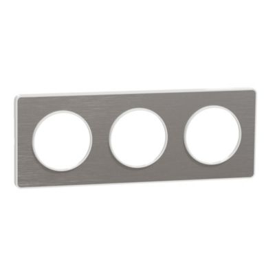 Plaque de finition 3 postes Schneider Electric Odace Touch S520806J coloris aluminium avec liseré .227 x P.10 x H.85 mm