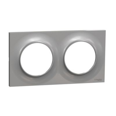 Plaque de finition 2 postes Schneider Electric Odace Styl S520704E coloris aluminium .156 x P.10 x H.85 mm