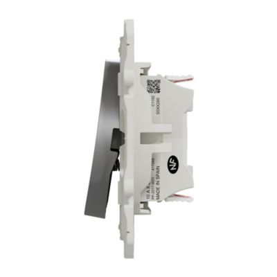 Interrupteur va-et-vient + poussoir Schneider Electric Odace aluminium