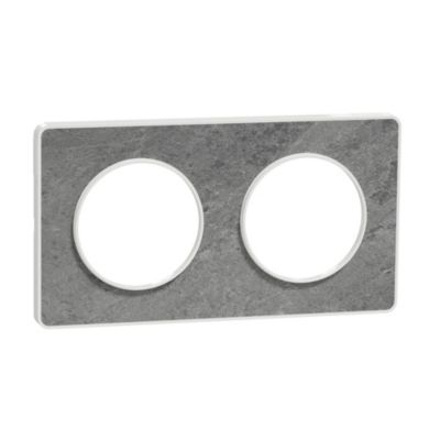 Plaque de finition double Schneider Electric Odace Touch pierre Galet liseré blanc