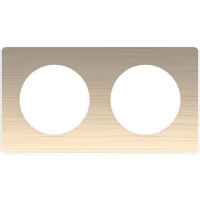 Plaque de finition double Schneider Electric Odace Touch bronze brossé liseré blanc
