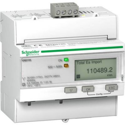 Acti9 iEM Compteur d'énergie iEM3155 Modbus tarifs Alarme kW MID A9MEM3155