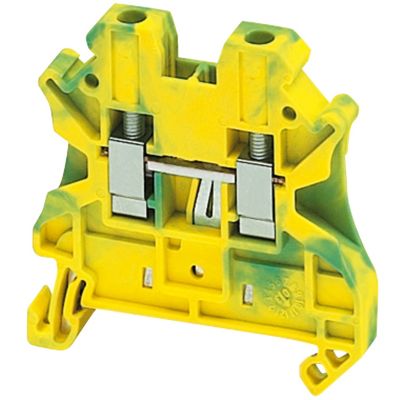 Borne à vis pour conducteur de protection 2 points 4mm² jaune