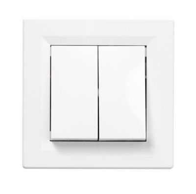 Interrupteur double va-et-vient complet Schneider Electric Asfora blanc