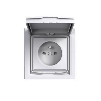 Prise avec terre étanche complète Schneider Electric Asfora blanc