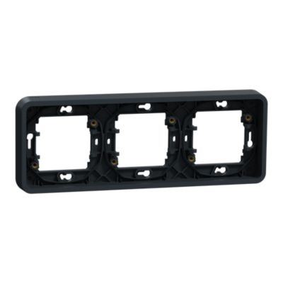 Cadre encastré Mureva Styl 3 postes horizontal IP55 IK08 gris RAL 7016 - MUR34109