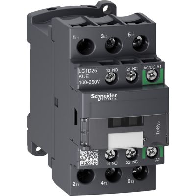 Lc1d25kue Schneider Contacteur Tripolaire 3no Bobine 100 à 250vca cc Vis