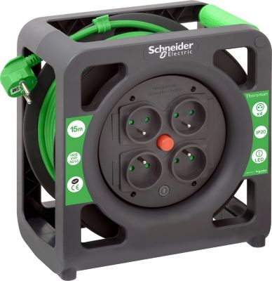 Enrouleur compact 15m 4 prises 2P+T IP20 Schneider