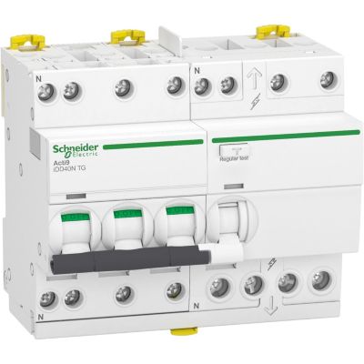 disjoncteur différentiel idd40n tdg 3p+n courbe c 30 ma type asi 10 ka schneider electric a9dx3732