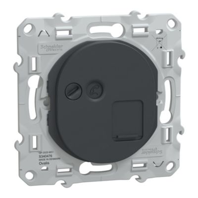 Mécanisme prise RJ45 grade 3 cat 6 STP réseaux VDI Schneider Electric Ovalis anthracite