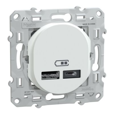 Double chargeur usb A + C 12W Schneider Electric Ovalis blanc