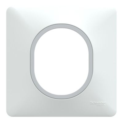 Plaque de finition 1 poste Schneider Electric Ovalis S320702F coloris avec liseré chromé .87 x P.10 x H.87 mm